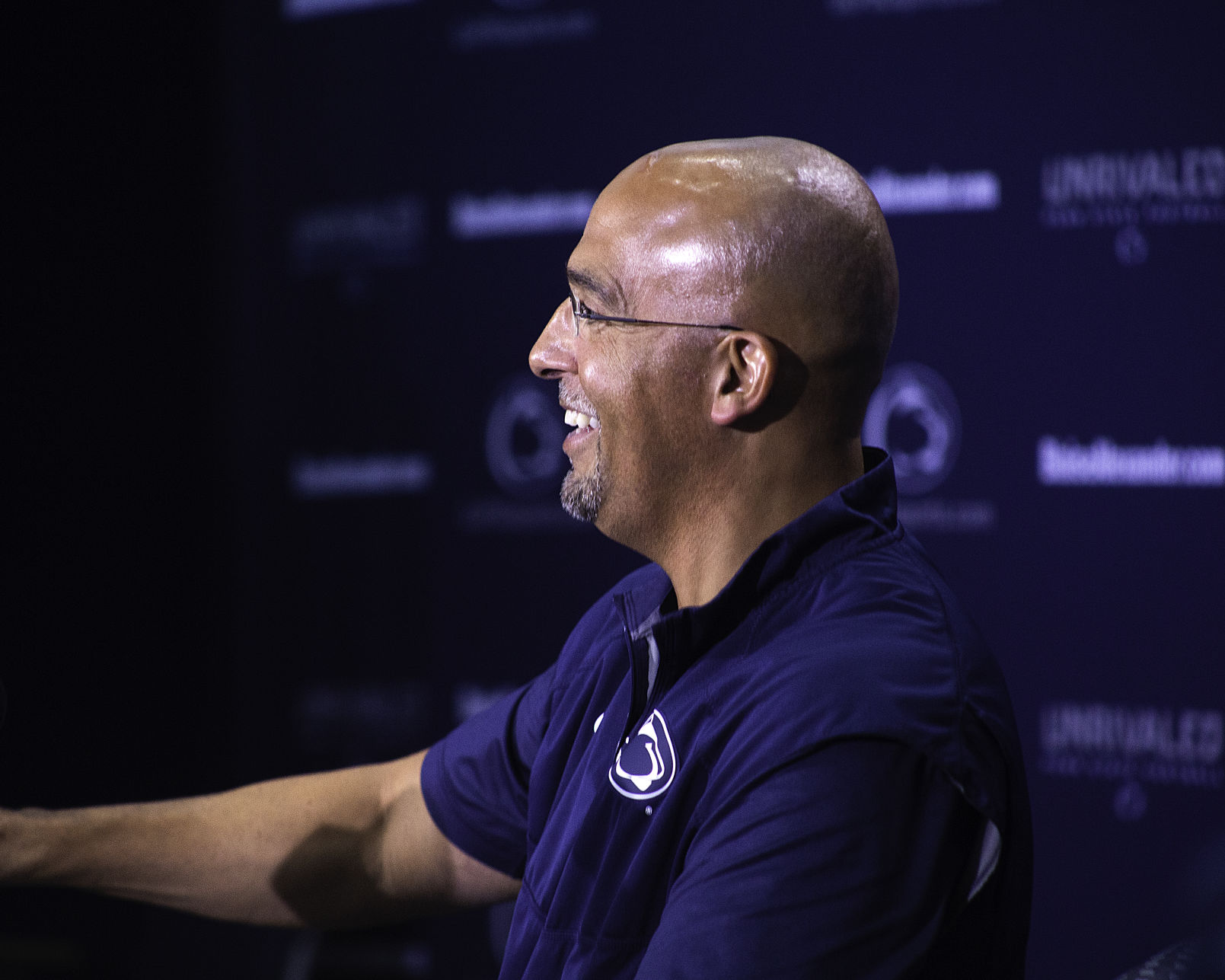 Football Media Day, Coach Franklin smiling